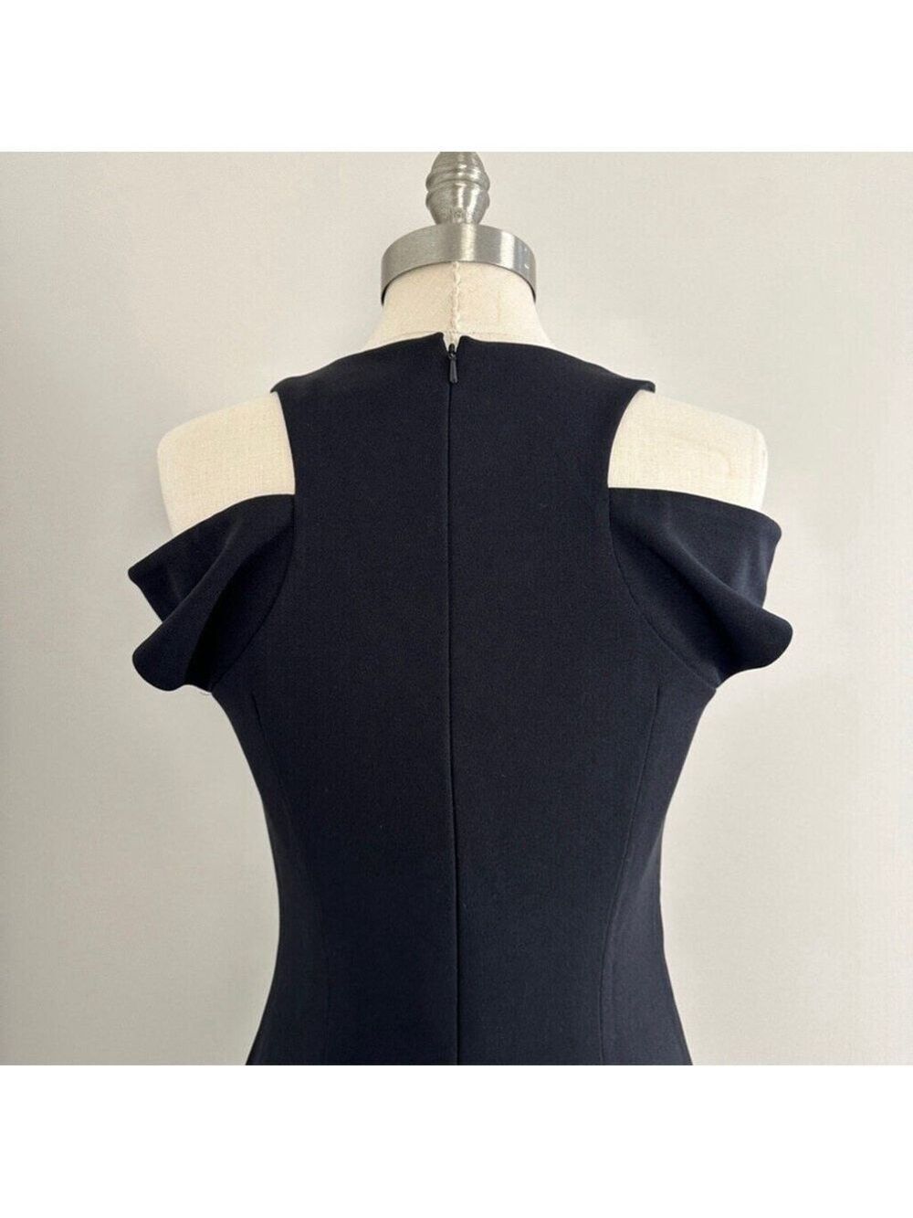 Tadashi Shoji Shoulder Cut-Out Black Dress Crepe Women's Size Medium - Picture 6 of 14